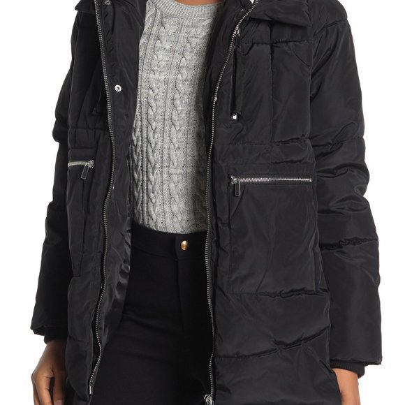 $200 Bagatelle Sport Hood Layered Puffer PARKA coat Water RESISTANT BLACK XL - Picture 3 of 10